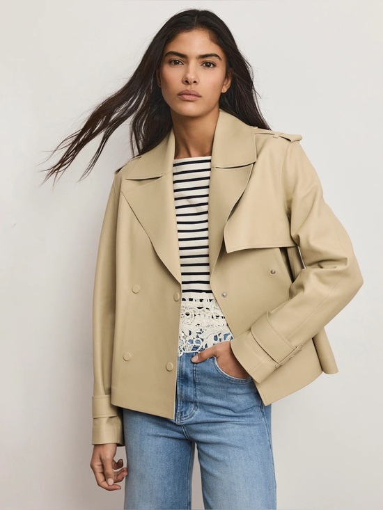 Veronica Beard Jackets & Blazers - Heathcliff Cropped Leather Trench Coat
